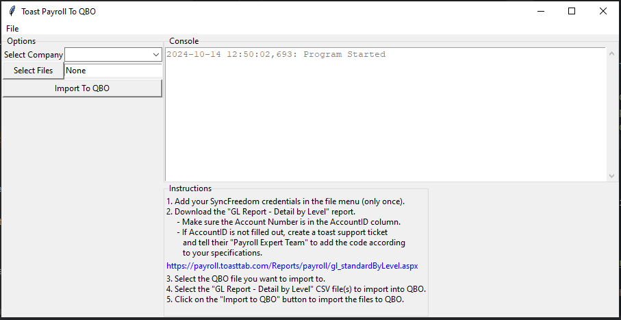 Toast Payroll Import Utility